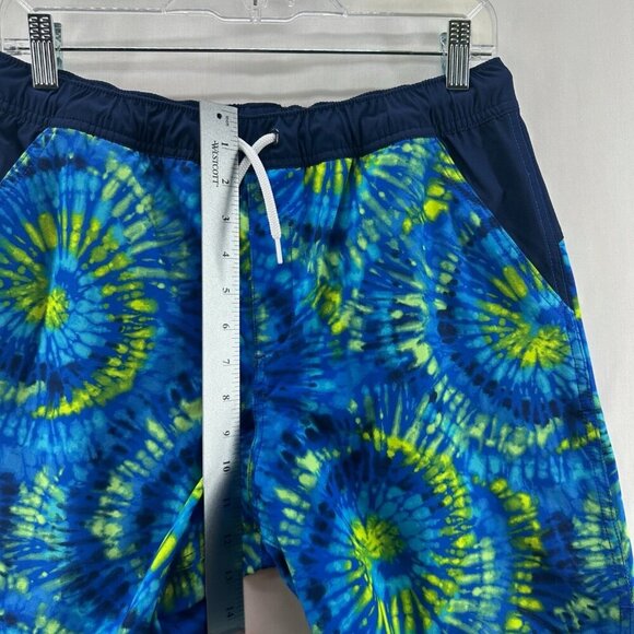 Lands' End Swim Board Shorts Boys Sz XL(14-16) Tie Dye Stretchy Lined Blue Green - Picture 3 of 8